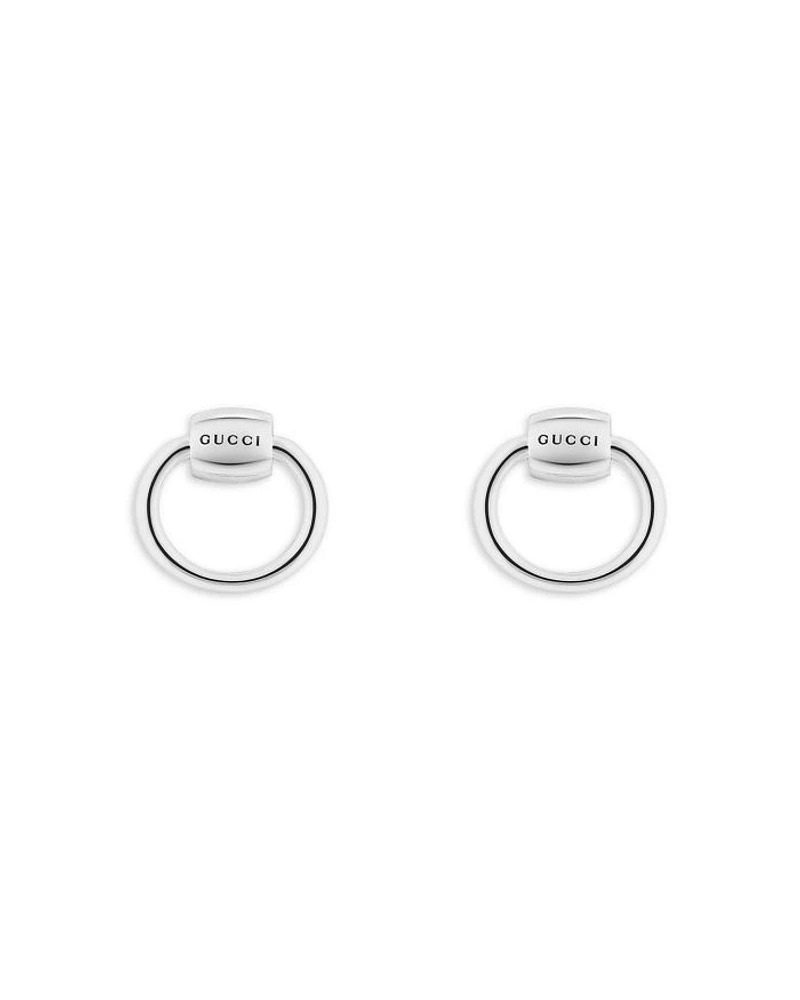 Sterling Silver Horsebit Small Circle Stud Earrings