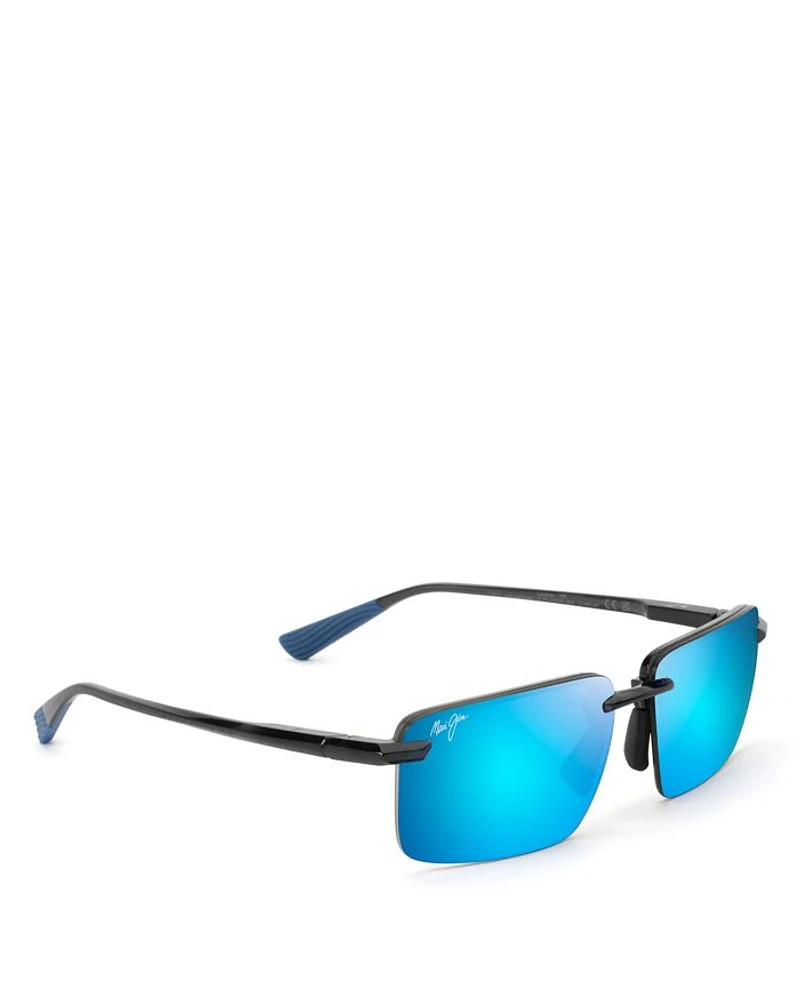 Laulima Rimless Rectangular Sunglasses, 61mm