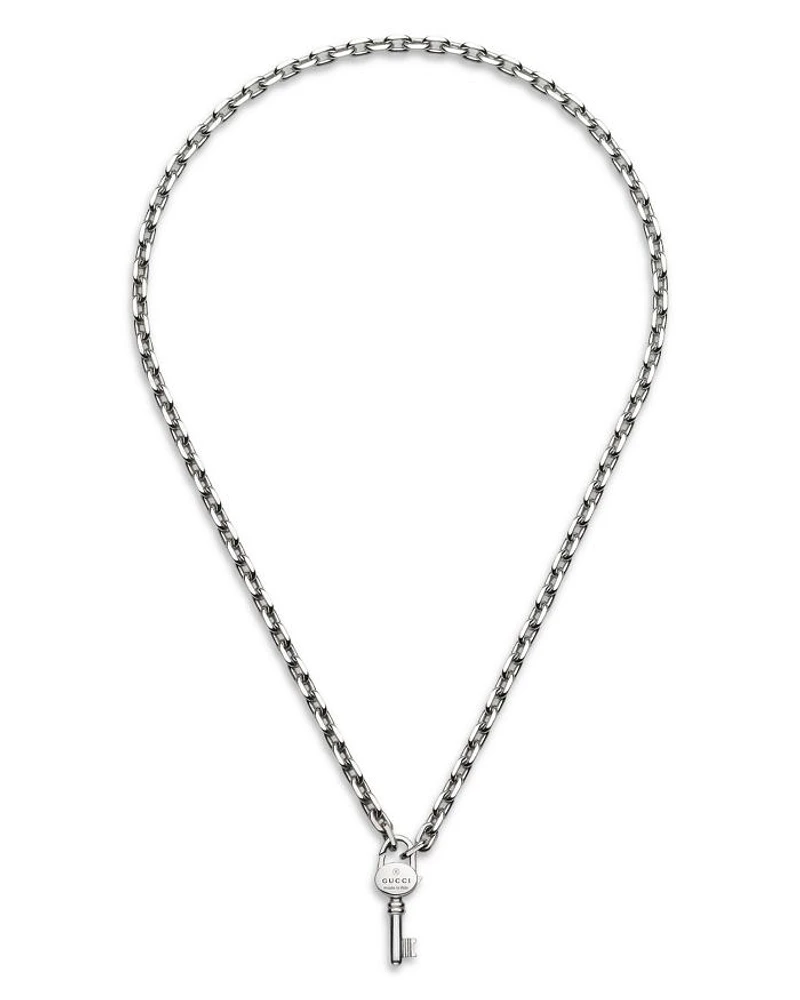 Sterling Silver Trademark Key Clasp Pendant Necklace, 20"