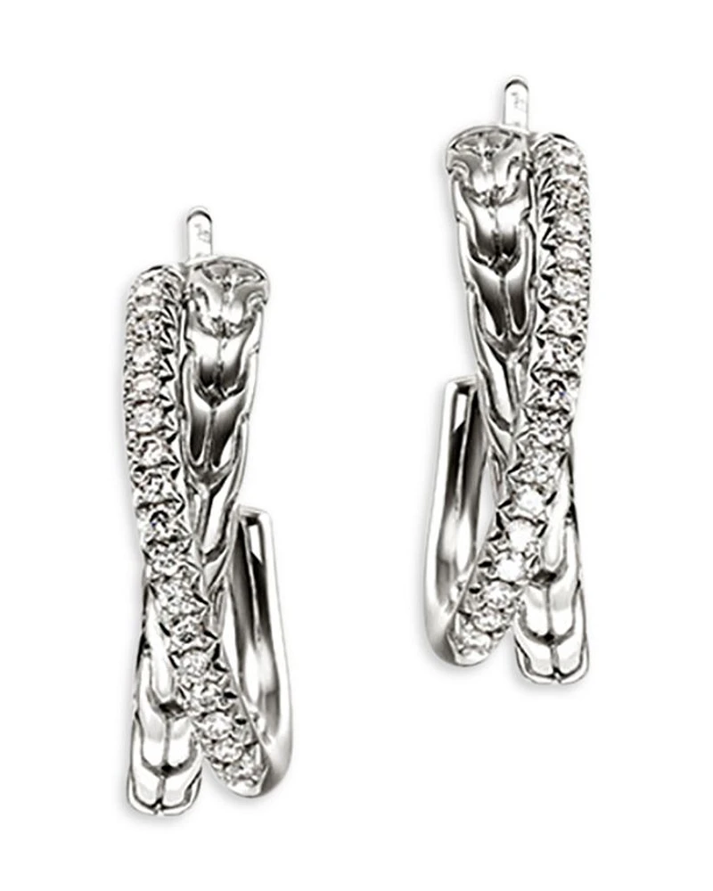 Sterling Silver JH Essentials Diamond Pavé Crossover Earrings, 0.28 tcw
