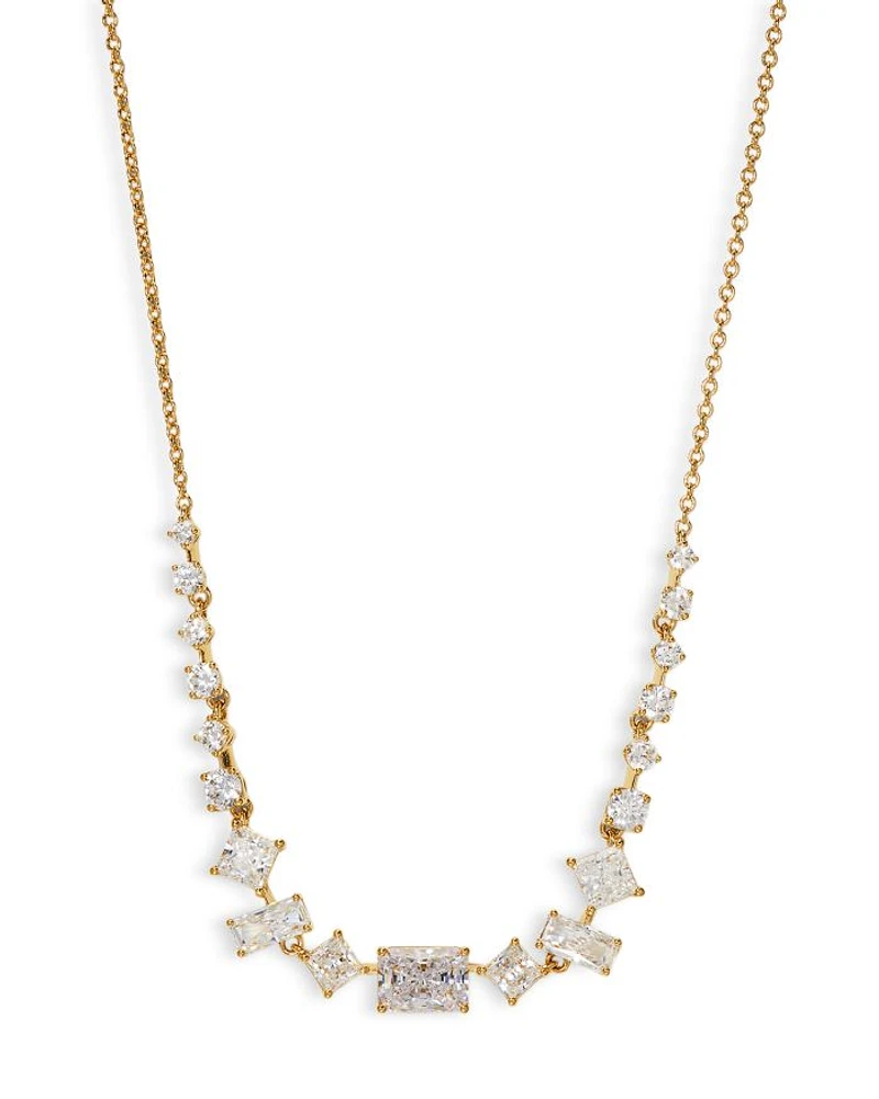 Rare Jewels Cubic Zirconia Statement Necklace in 18K Gold Plated, 16"-18"