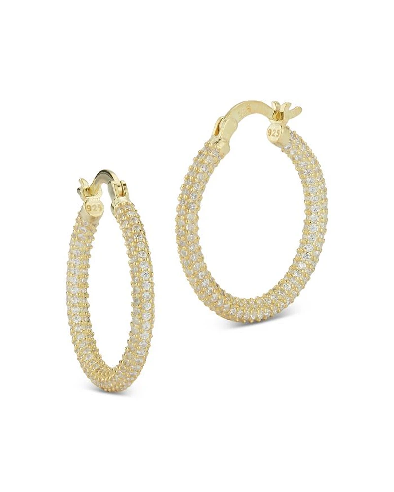 Pavé Hoop Earrings in 14K Gold Plated Sterling Silver - Exclusive