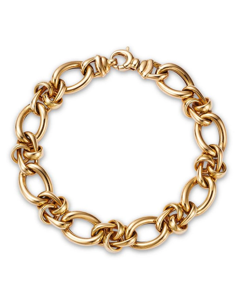 Mixed Size Polish Link Bracelet in 14K Yellow Gold