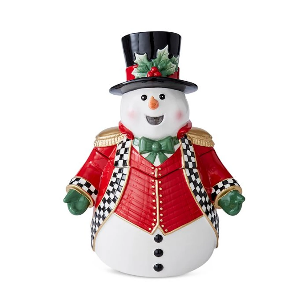 Christmas Tree Black & White Snowman Cookie Jar