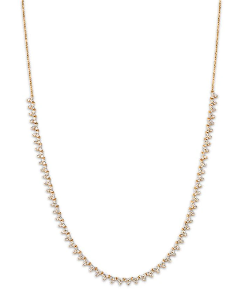 14K Yellow Gold Lab Grown Diamond Trilogy Collar Necklace, 16"