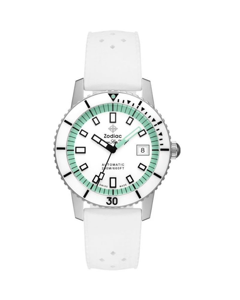 Compression Diver Automatic White Rubber Watch, 40mm