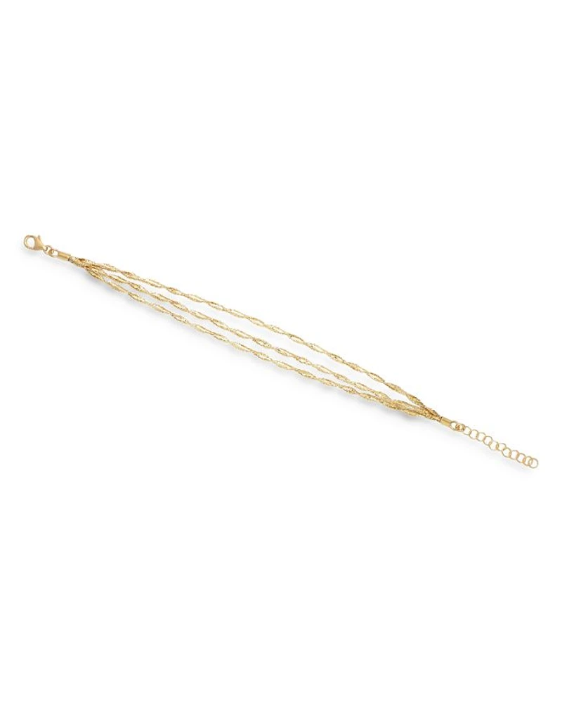 14K Yellow Gold Multi Strand Mesh Link Bracelet
