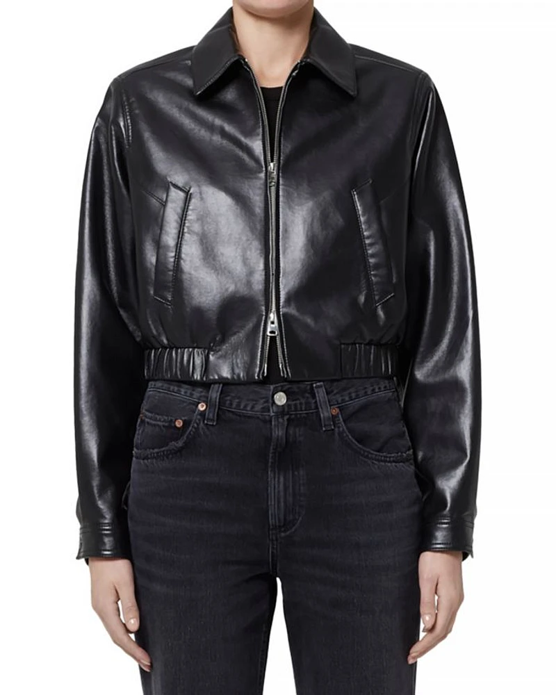 x Shoreditch Ski Club Essie Leather Cropped Jacket