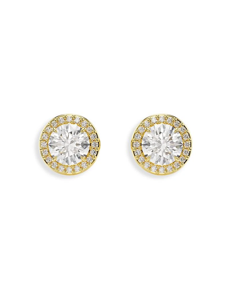 Una Crystal Halo Stud Earrings in Gold Tone