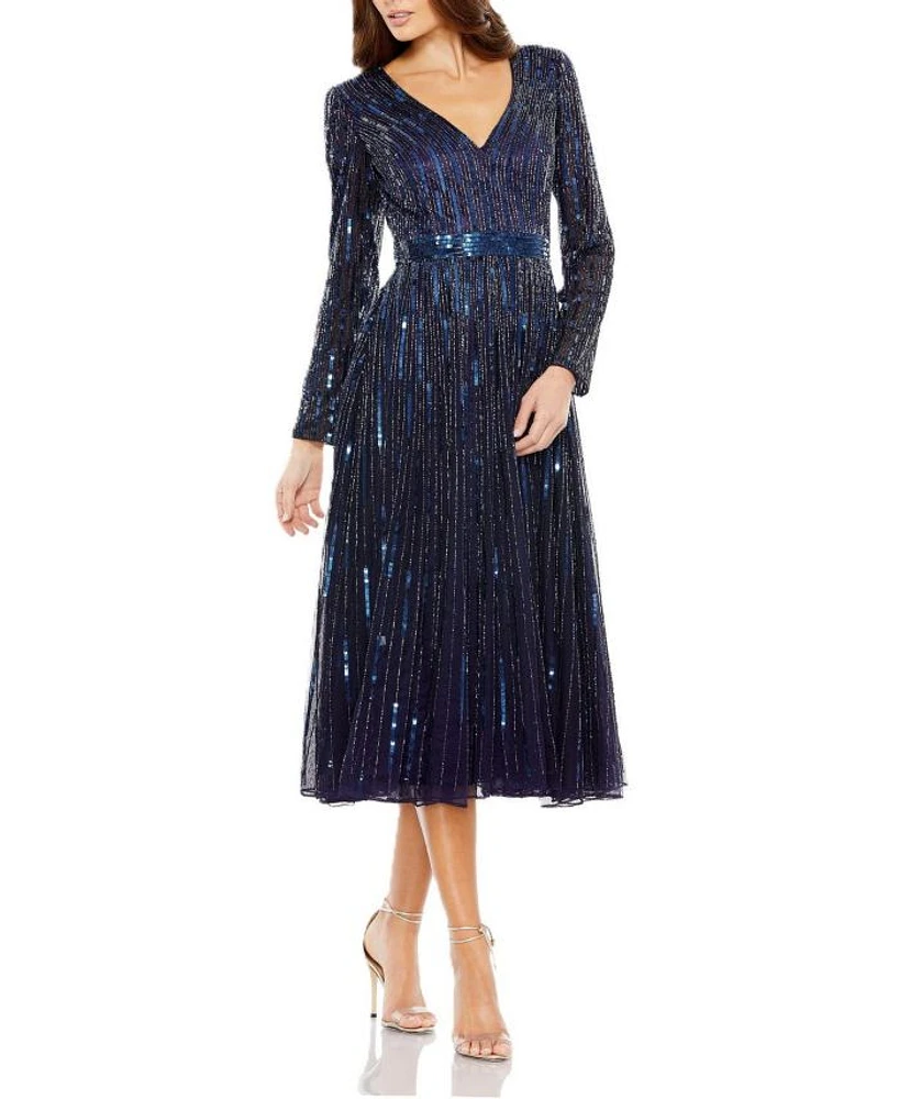 Long Sleeve Tea Length Dress