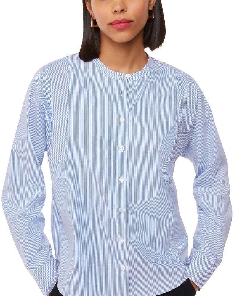 Striped Grandad Collar Shirt