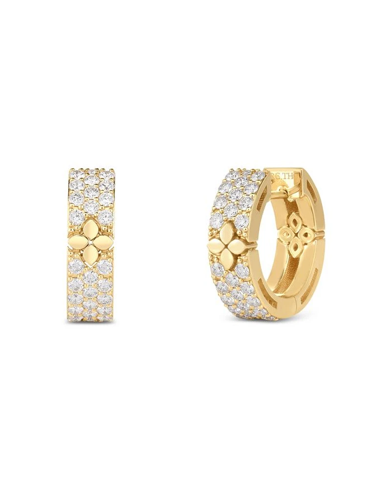 18K Yellow Gold Love in Verona Hoop Earrings with Diamonds, 0.65 tcw