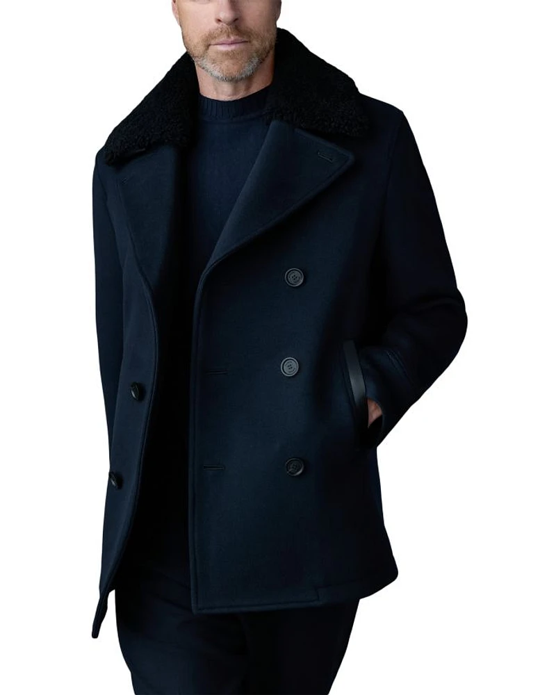 Wool Shearling Collar Peacoat