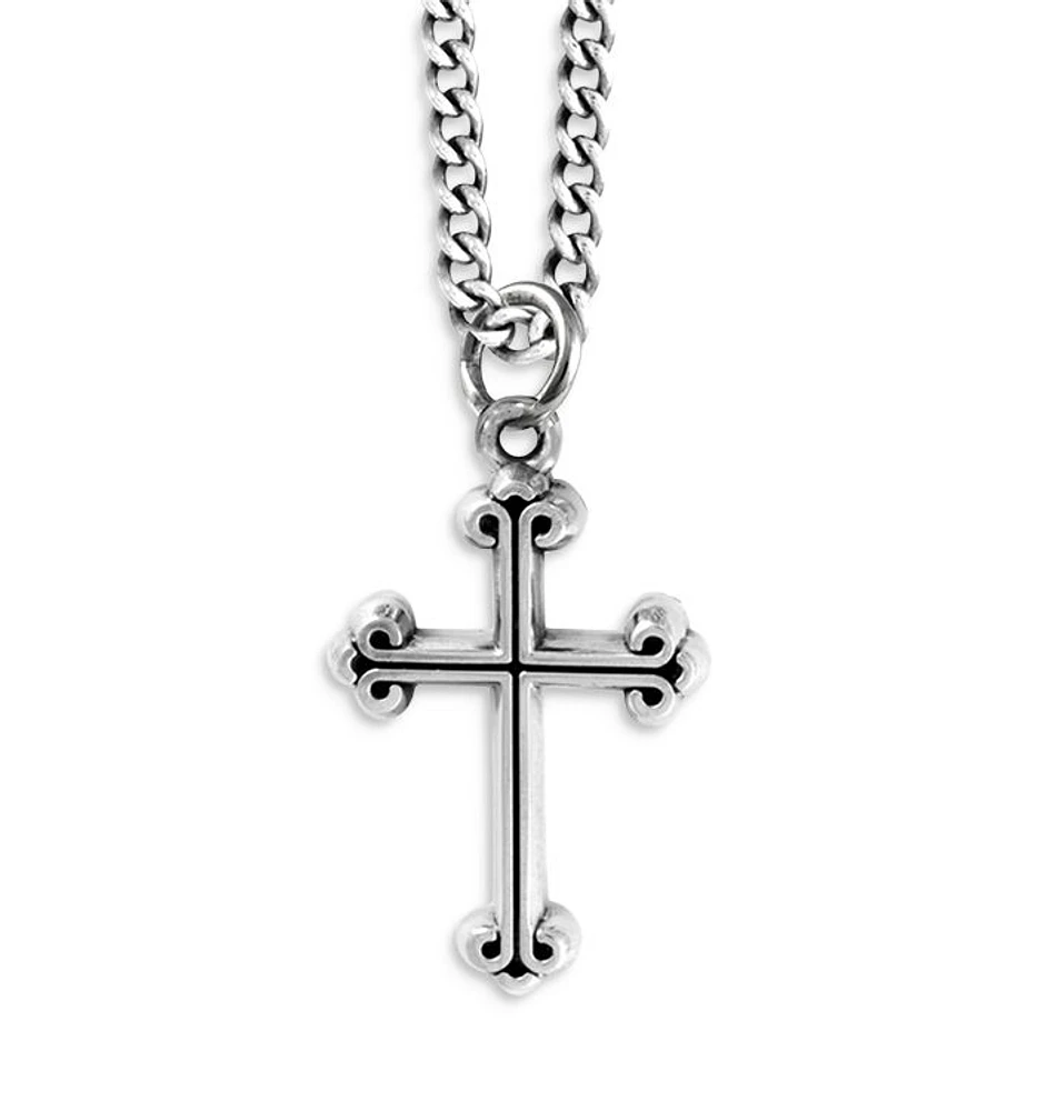 Extra Small Traditional Cross Pendant Necklace, 24"