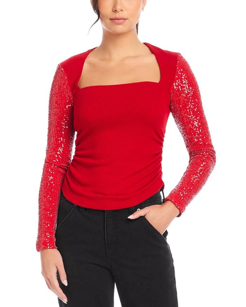 Cady Contrast Sequin Top