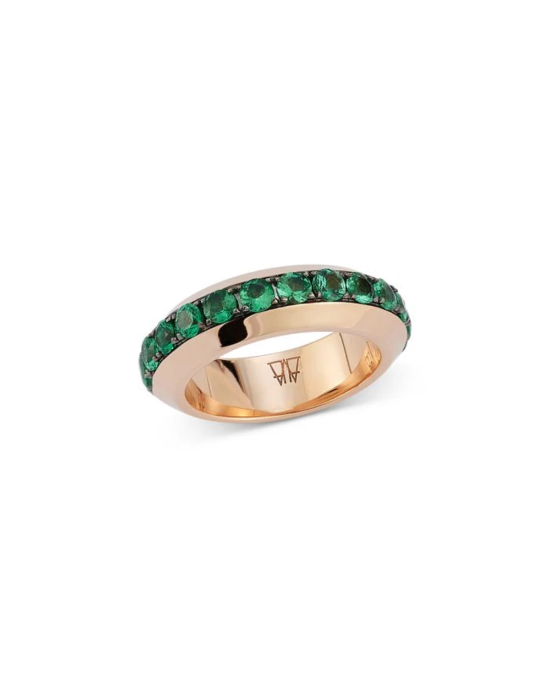 18K Rose Gold Emerald Grant Angled Band