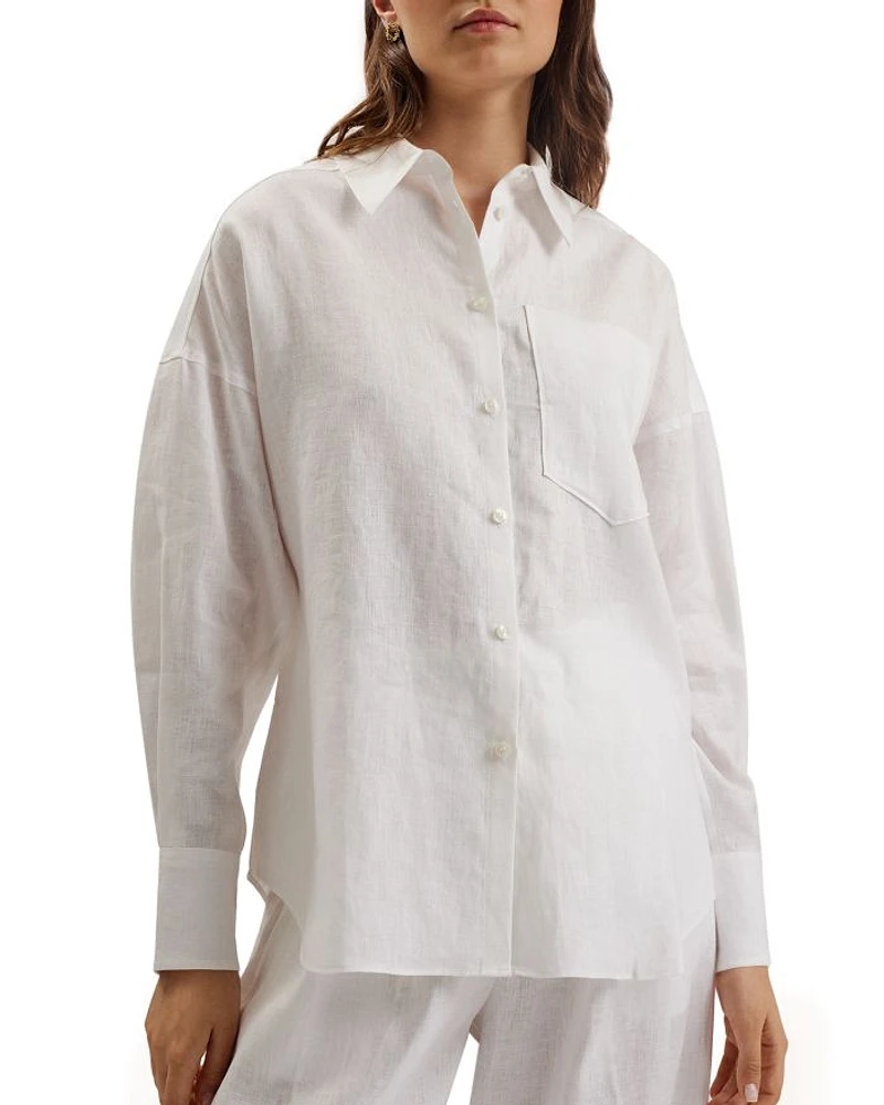 Toloca Linen Oversized Long Sleeve Shirt
