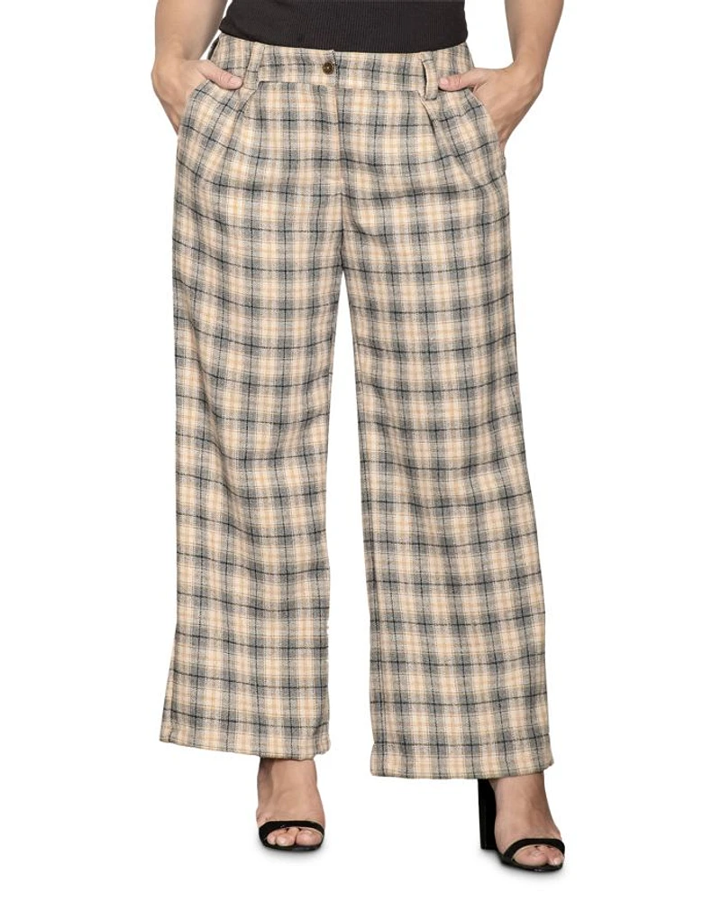 Plus Plaid Wide Leg Pants
