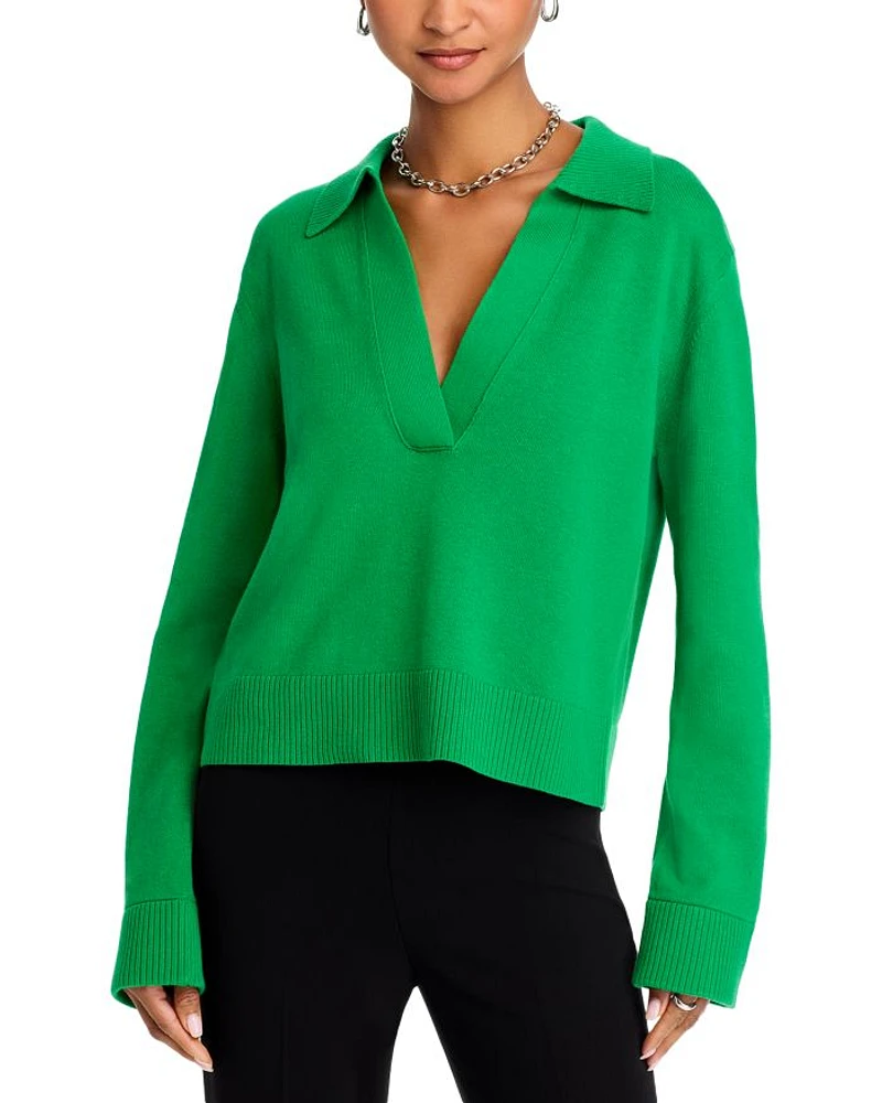 Long Sleeve Cotton & Cashmere Polo