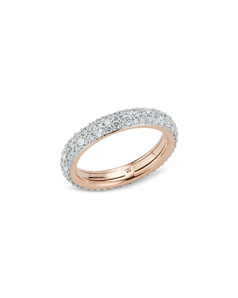 18K Rose & White Gold Diamond Pavé Eternity Band
