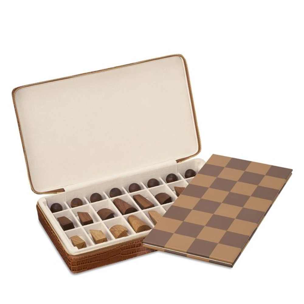 Enzo Travel Chess Set in Chestnut