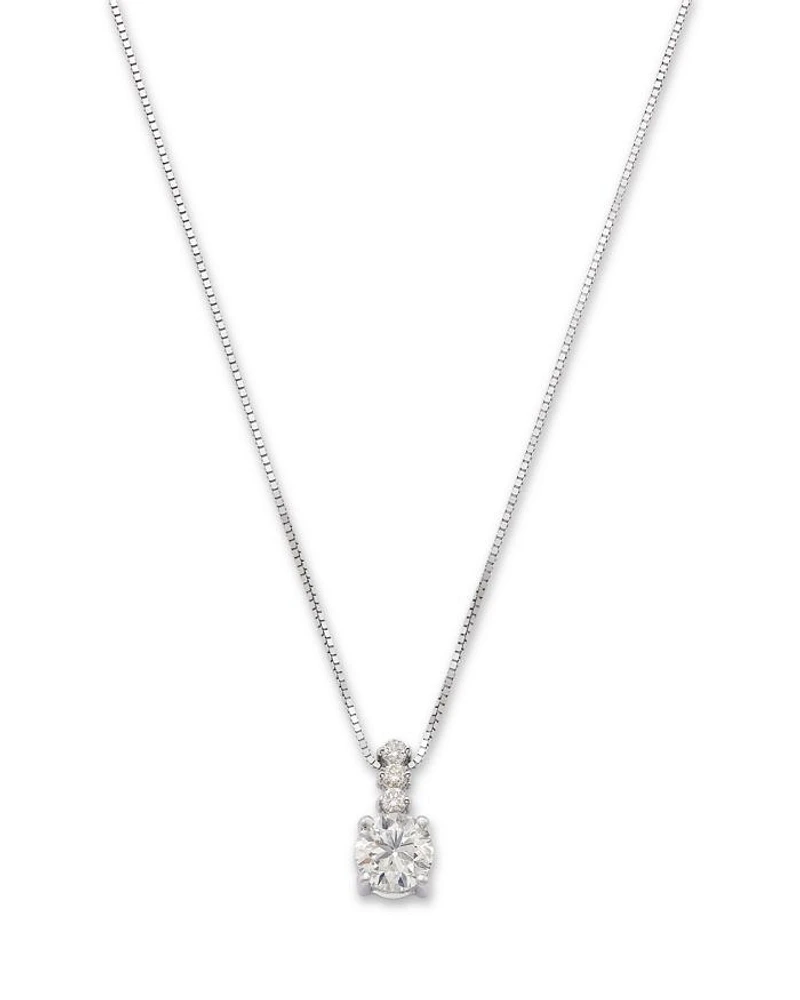 14K White Gold Diamond Solitaire Pendant Necklace, 0.5 tcw