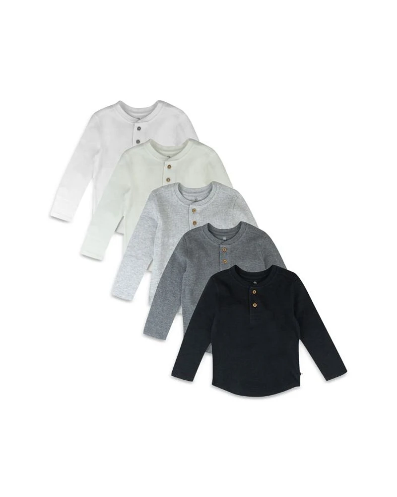Unisex Long Sleeve Waffle Henley Shirt, Pack of 5 - Baby