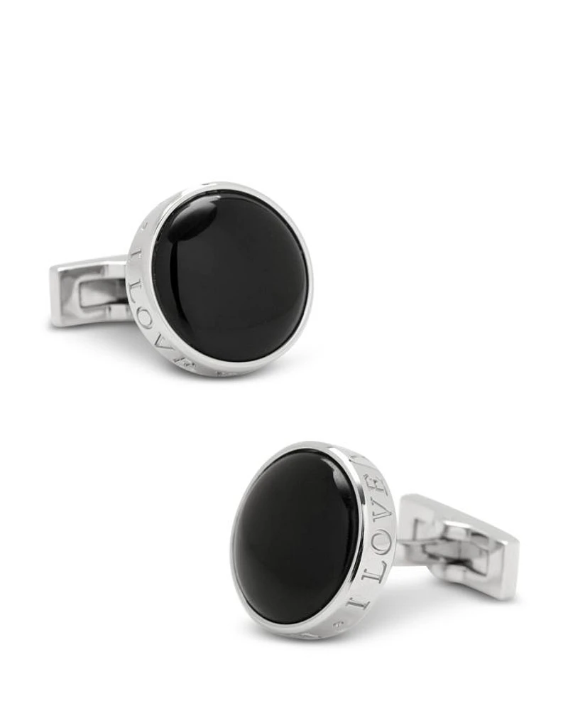 Onyx I Love You Stainless Steel Cufflinks