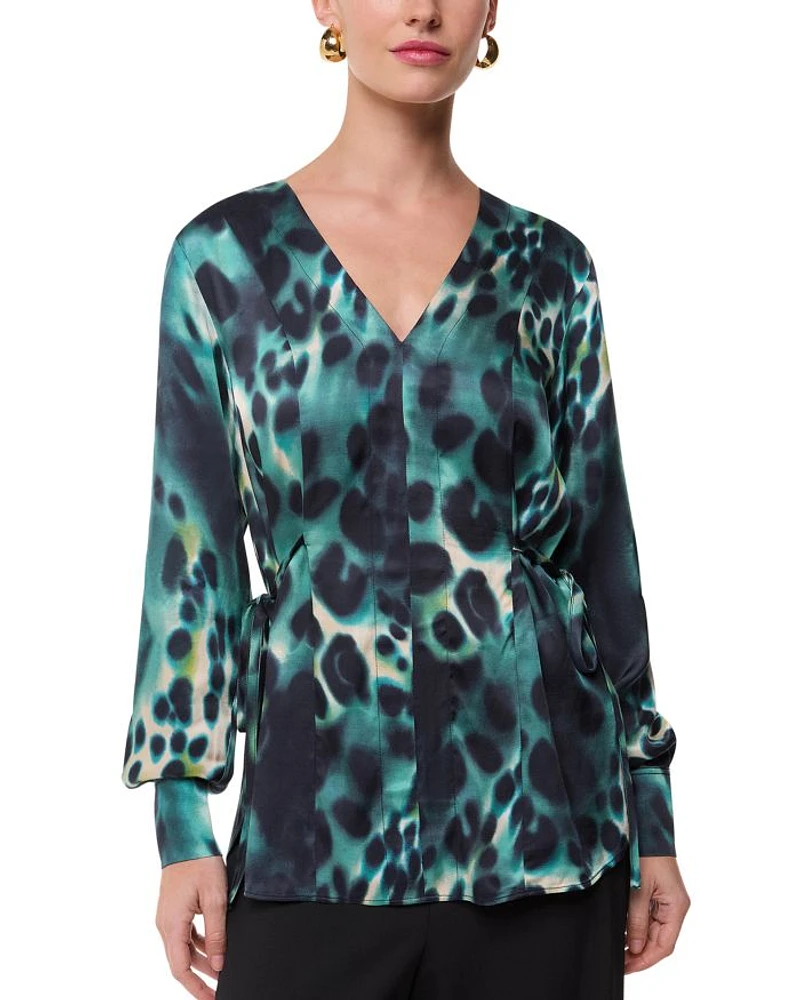 Misty Leopard Print V Neck Blouse
