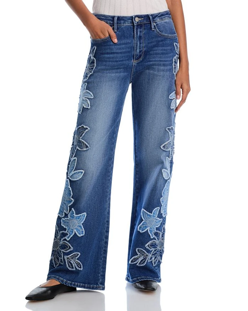 Charlee x Denim Patch Wide Legs Jeans Medium Wash