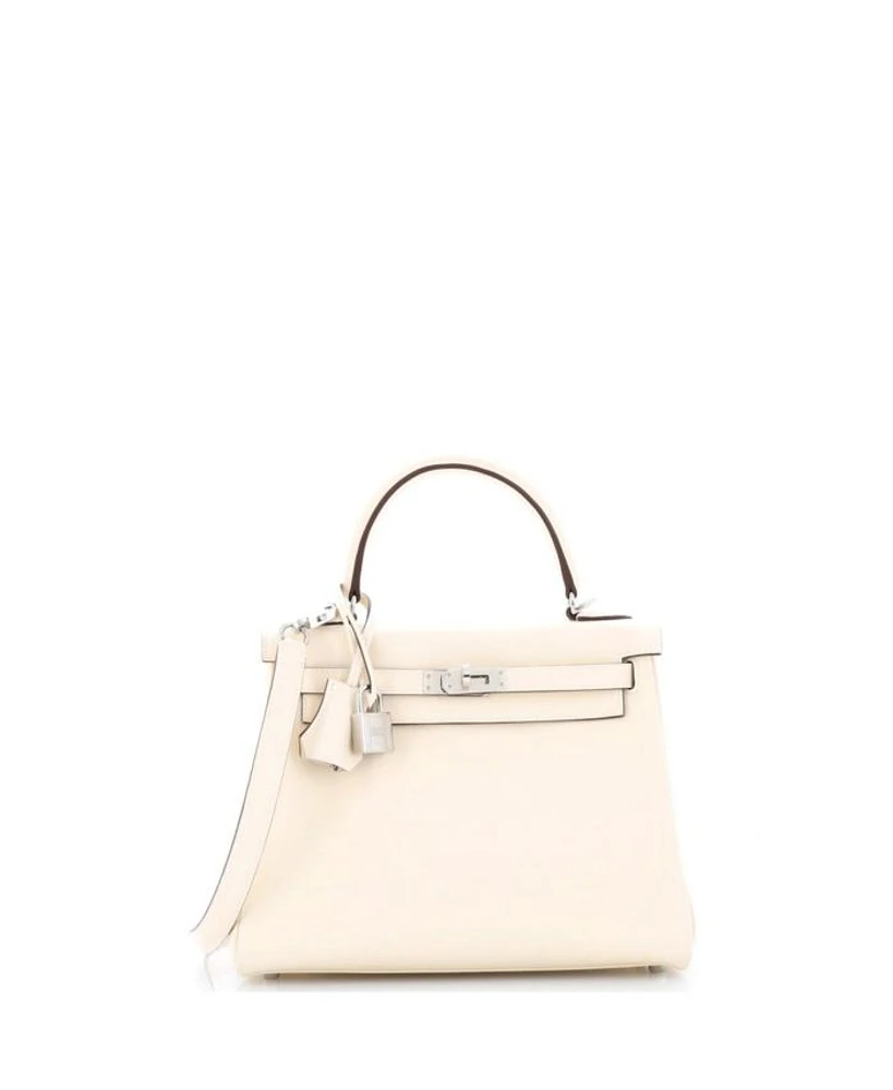 Kelly 25 Handbag Light Swift with Palladium Hardware