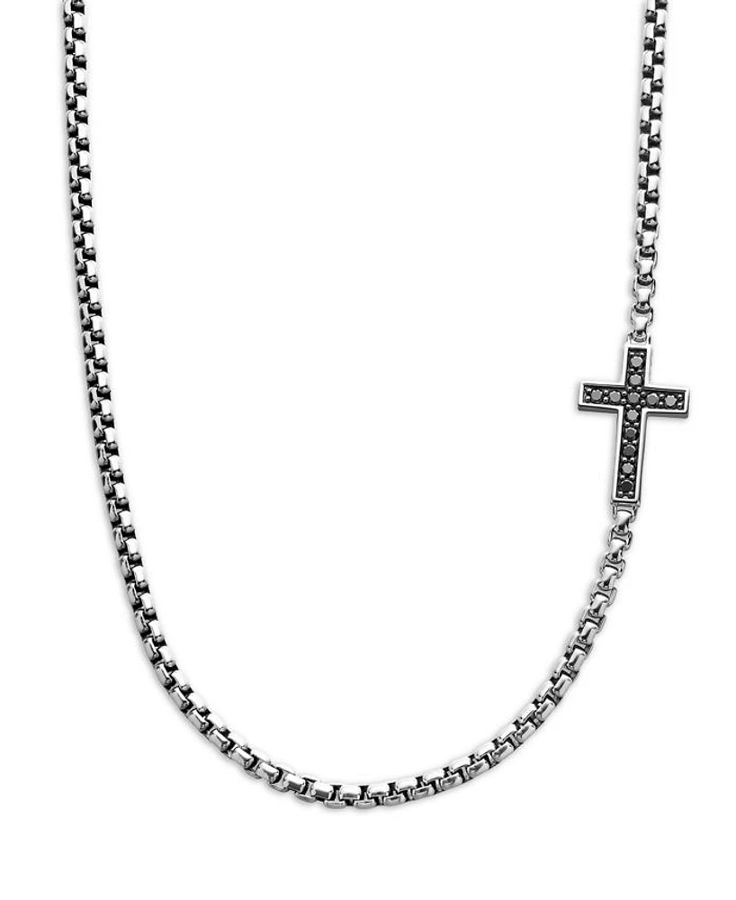 Men's Pavé Cross Necklace with Black Diamonds