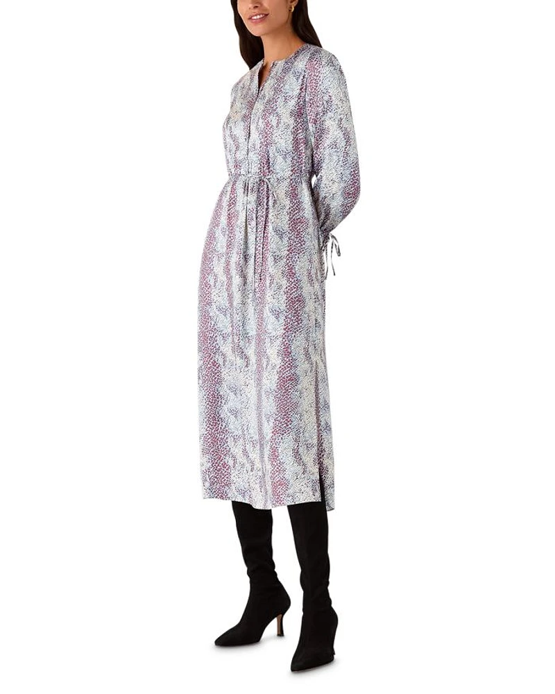 Mottled Snake Print Midi Dress