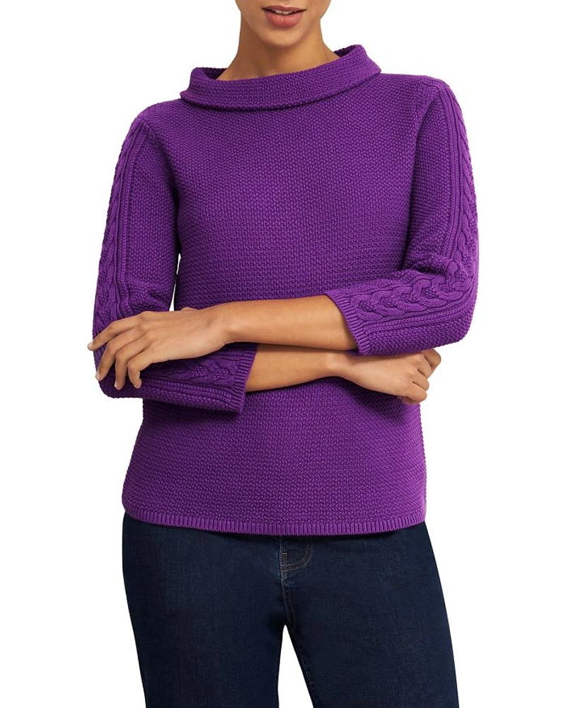 Camilla Boat Neck Cable Knit Sleeve Sweater