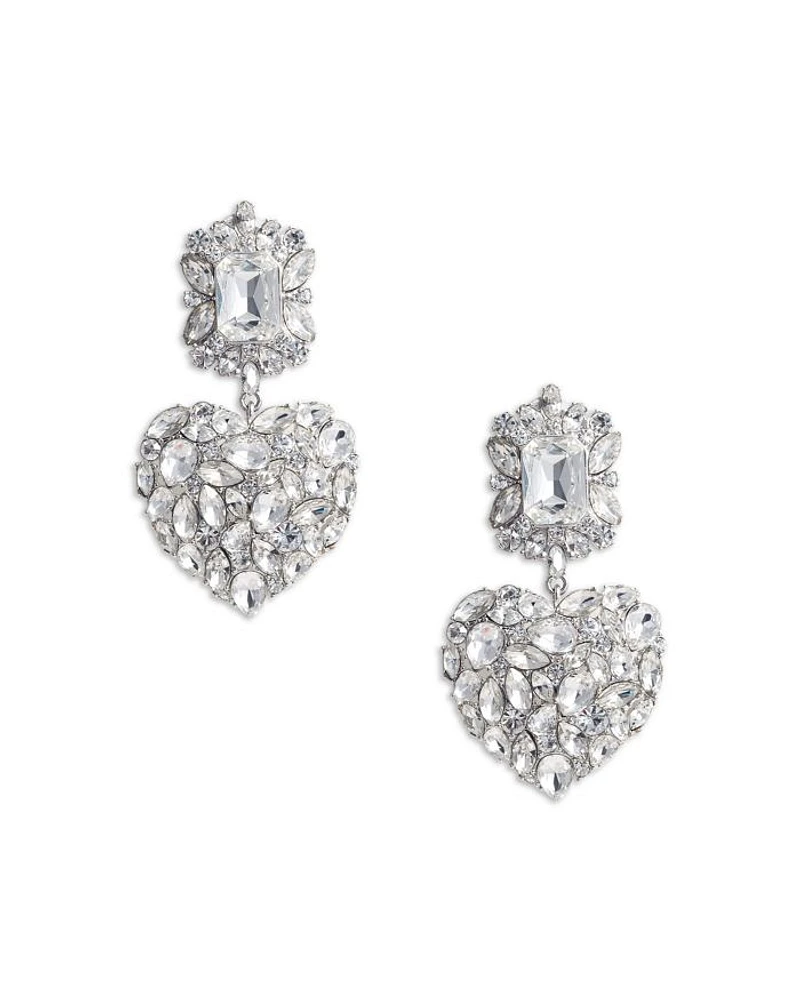 Crystal Heart Tiered Drop Earrings
