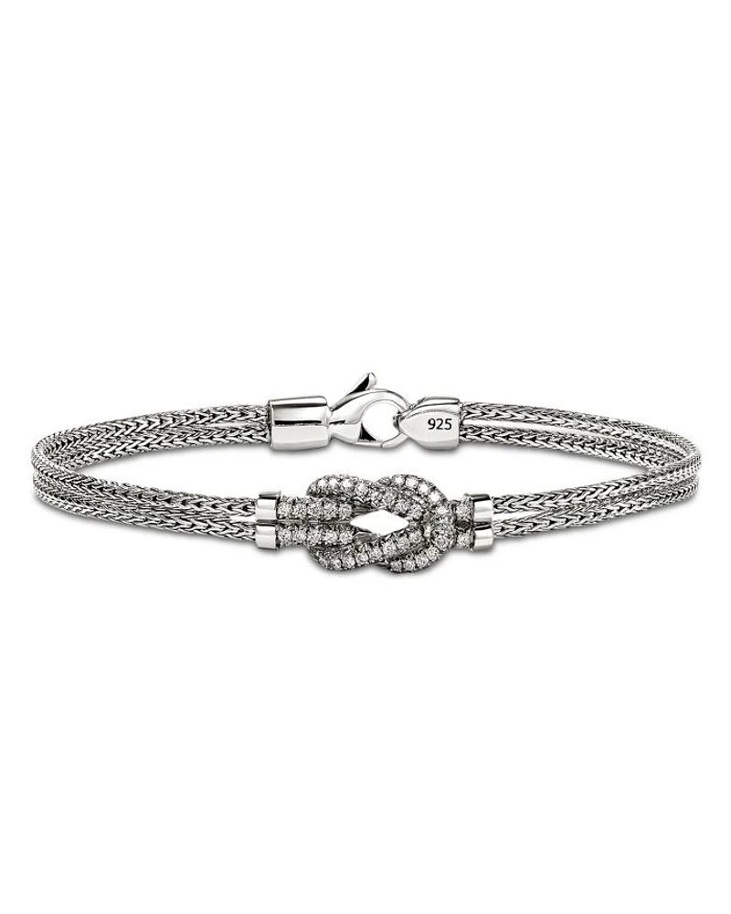 Sterling Silver Love Knot Diamond Bracelet