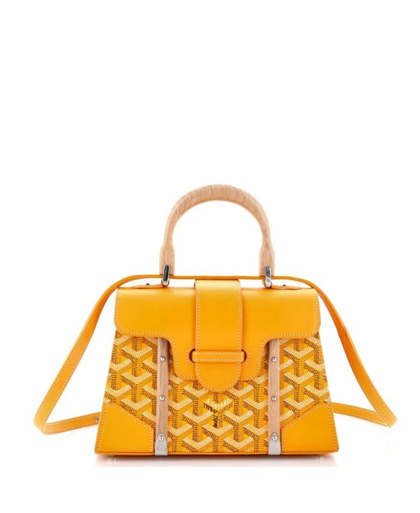 Mini Structured Saigon Top Handle Bag Coated Canvas with Leather