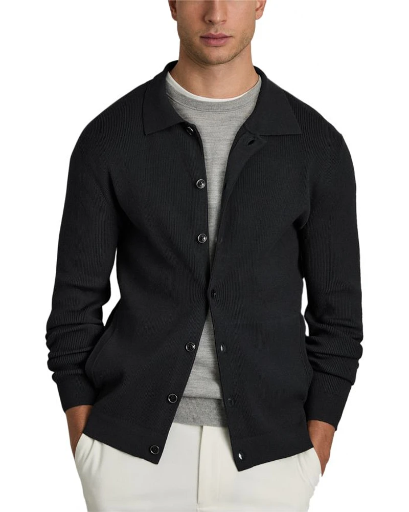 Saint Long Sleeve Fine Rib Button Up Cardigan