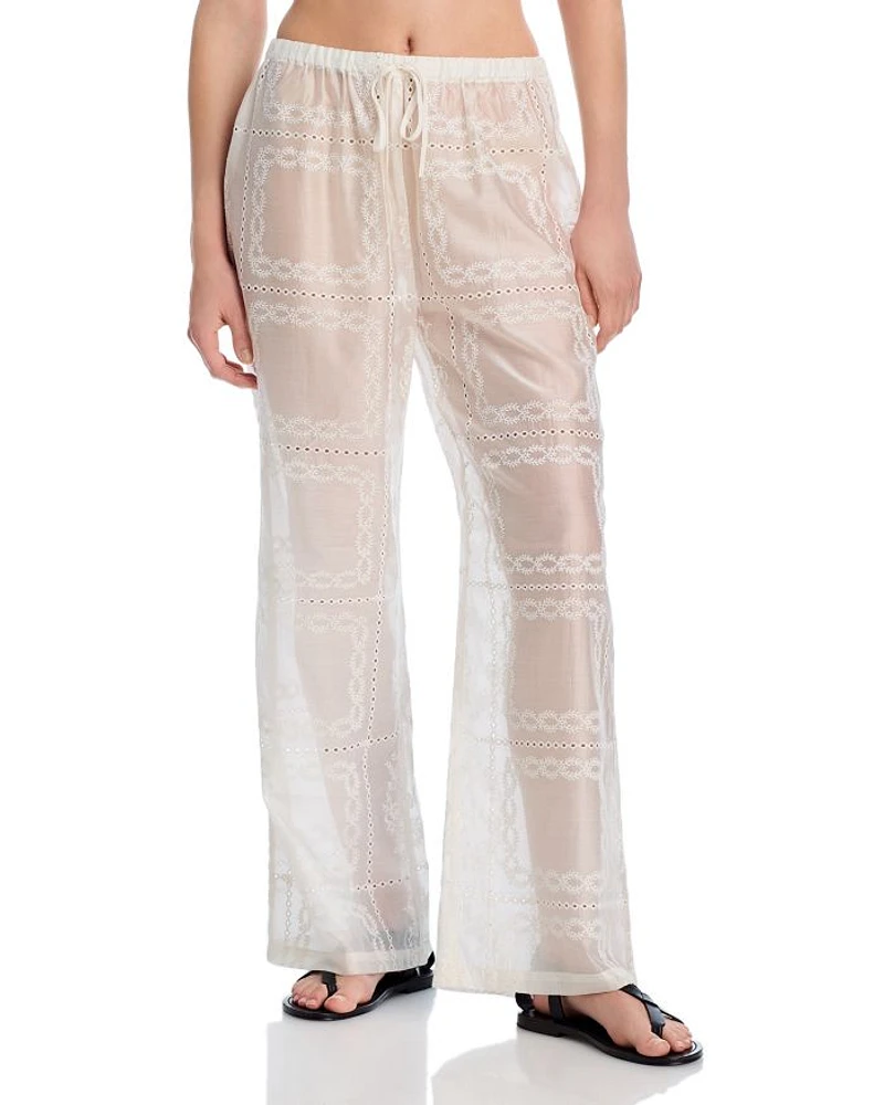 Embroidered Swim Cover-Up Pants - Exclusive