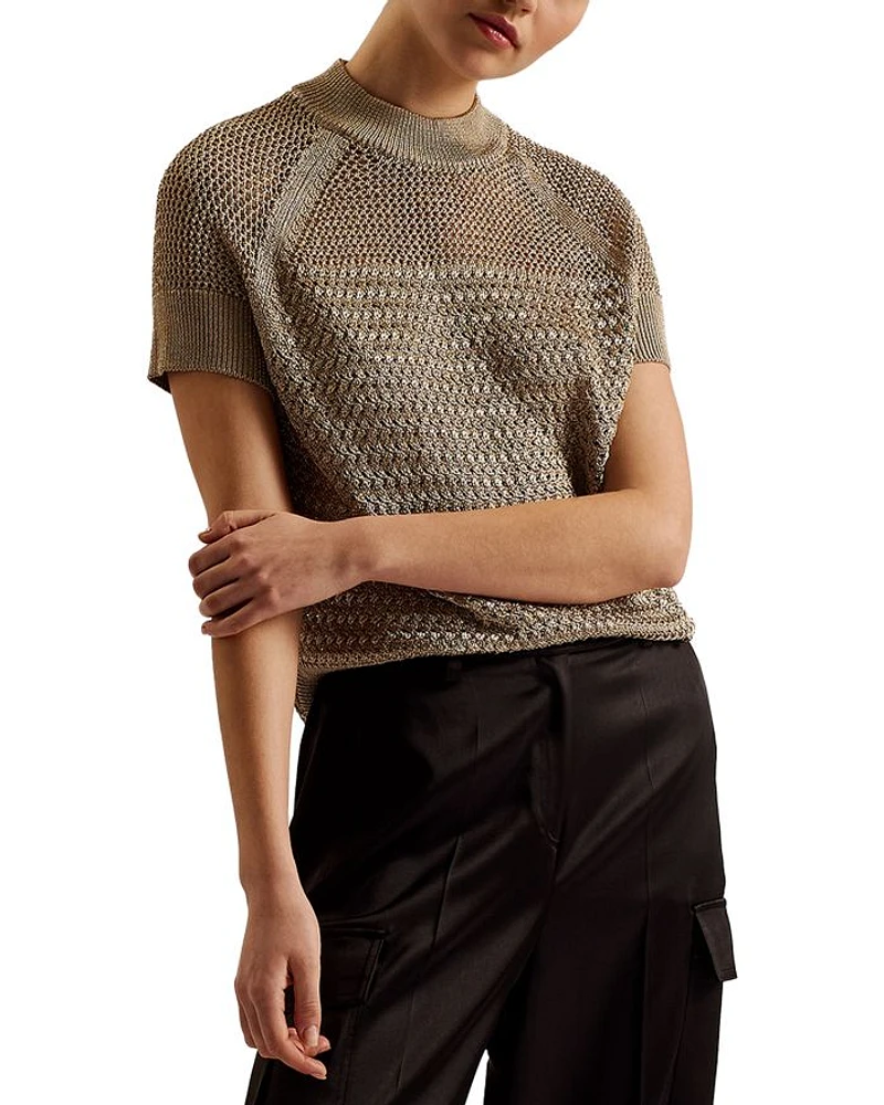 Abaly Metallic Knit Top