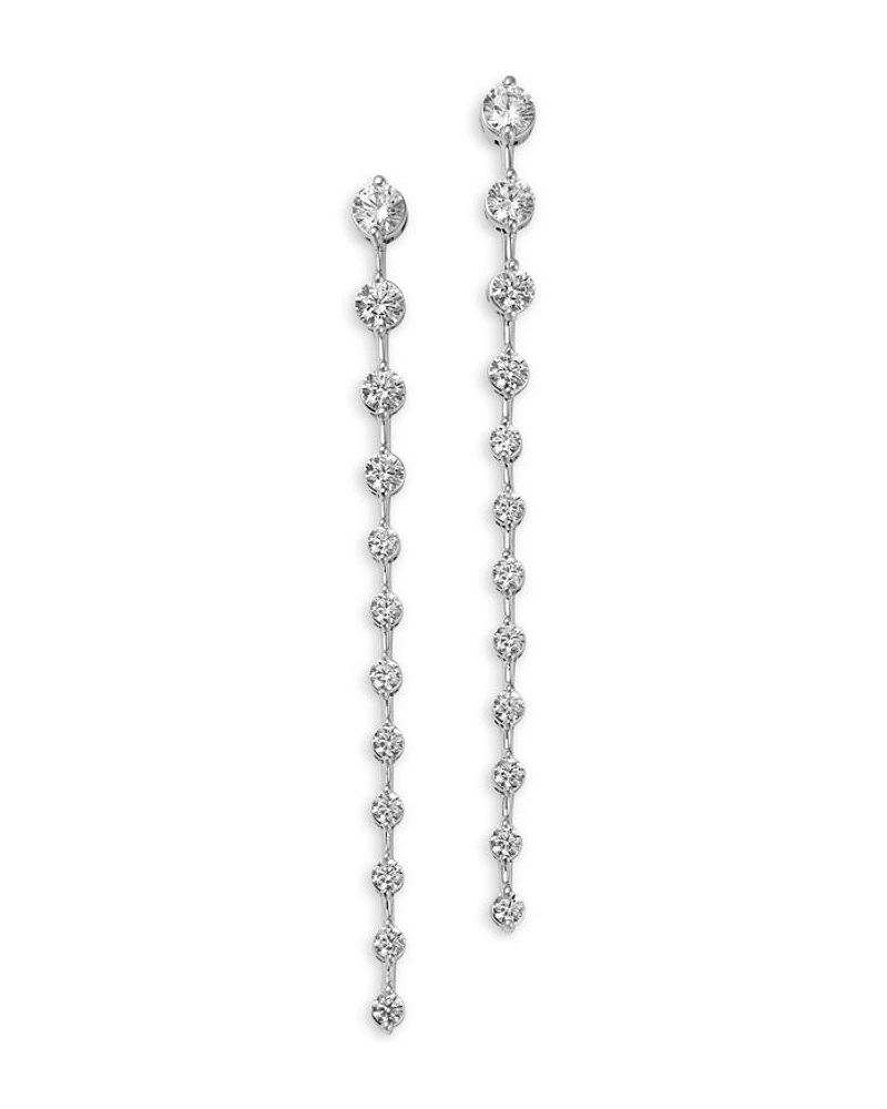 Diamond Linear Drop Earrings in 14K White Gold, 2.0 tcw