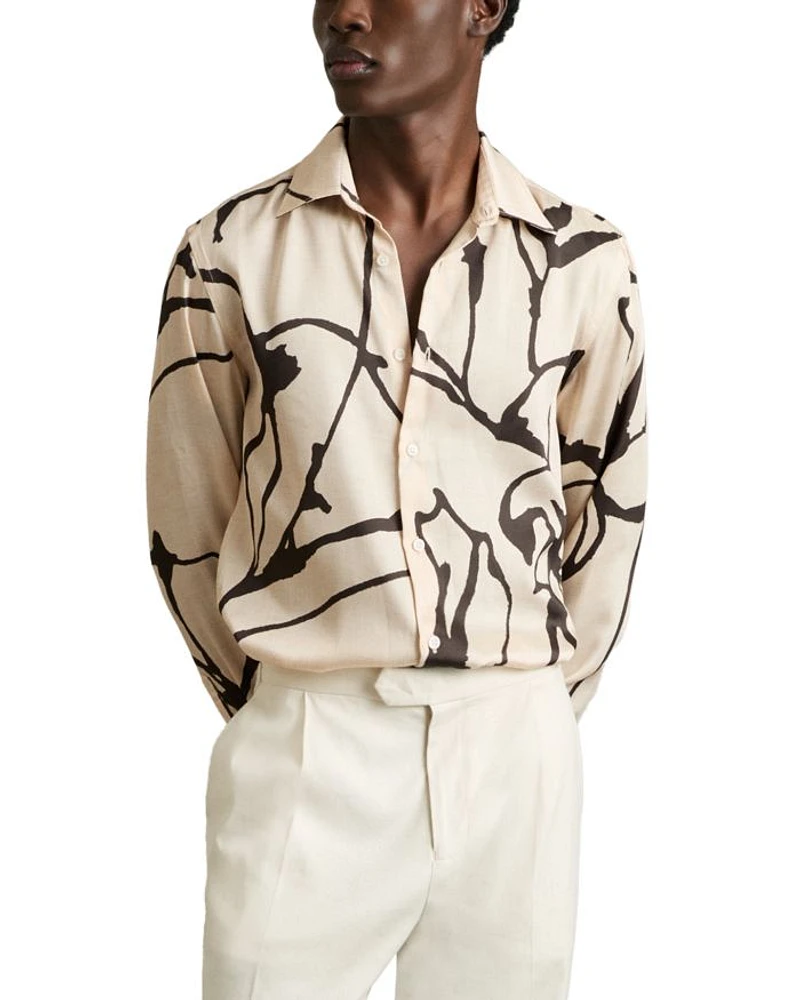 Abstract Printed Long Sleeve Shirt