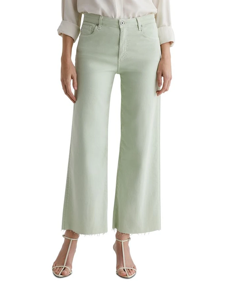 Saige High Rise Wide Leg Crop Jeans Pistachio