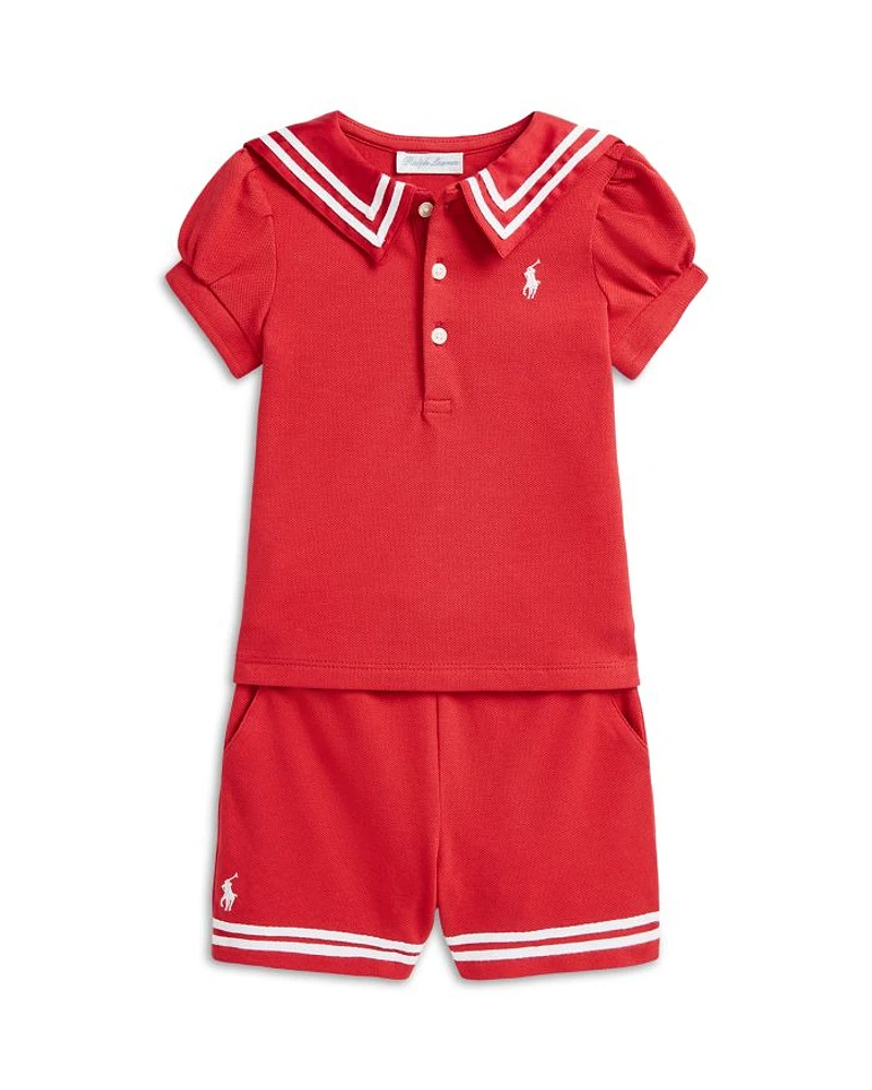 Girls' Mesh Sailor Polo Shirt & Short Set - Baby