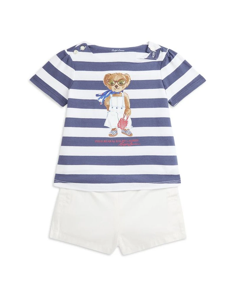 Girls' Polo Bear Cotton Tee & Twill Short Set - Baby