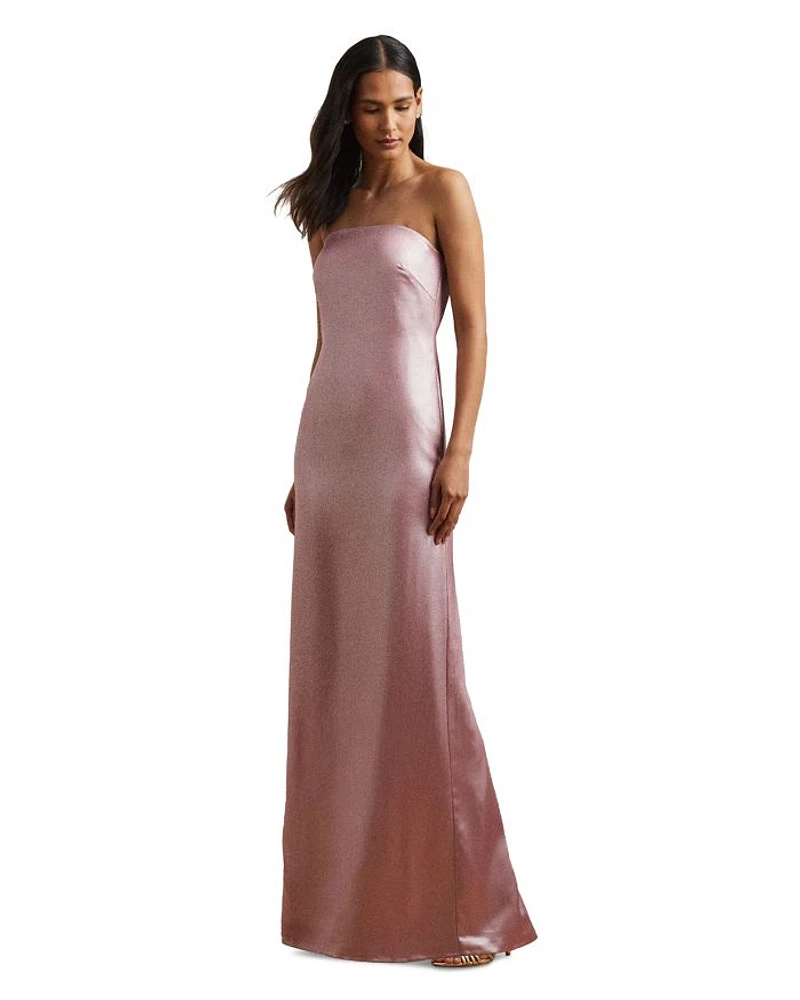 Foiled Charmeuse Strapless Gown