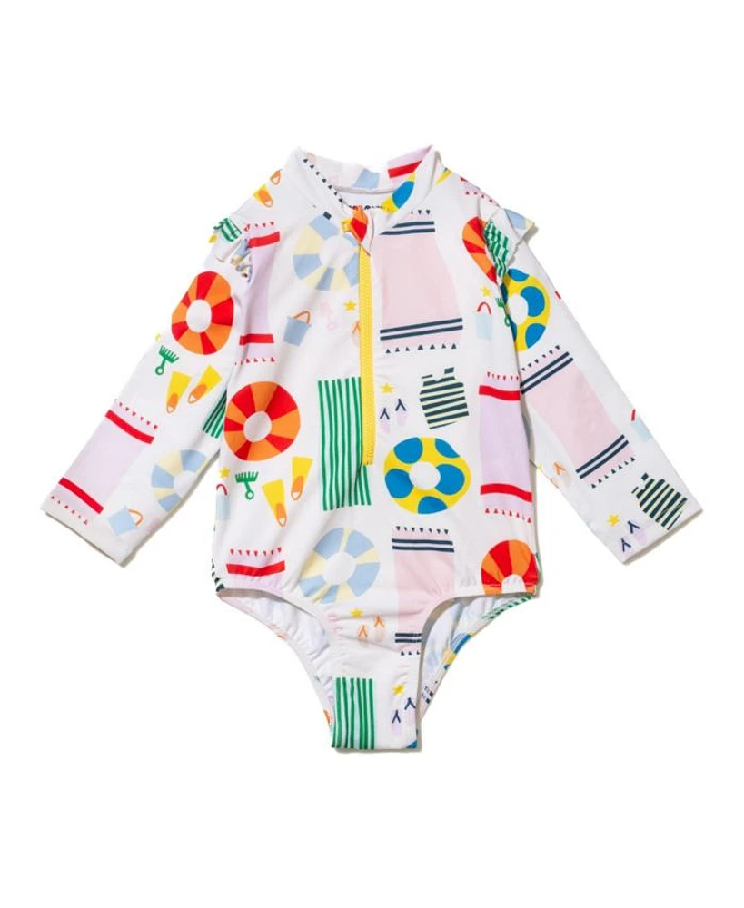Unisex UPF 50+ Recycled Polyester Beach Zipped Rashguard Onepiece - Baby