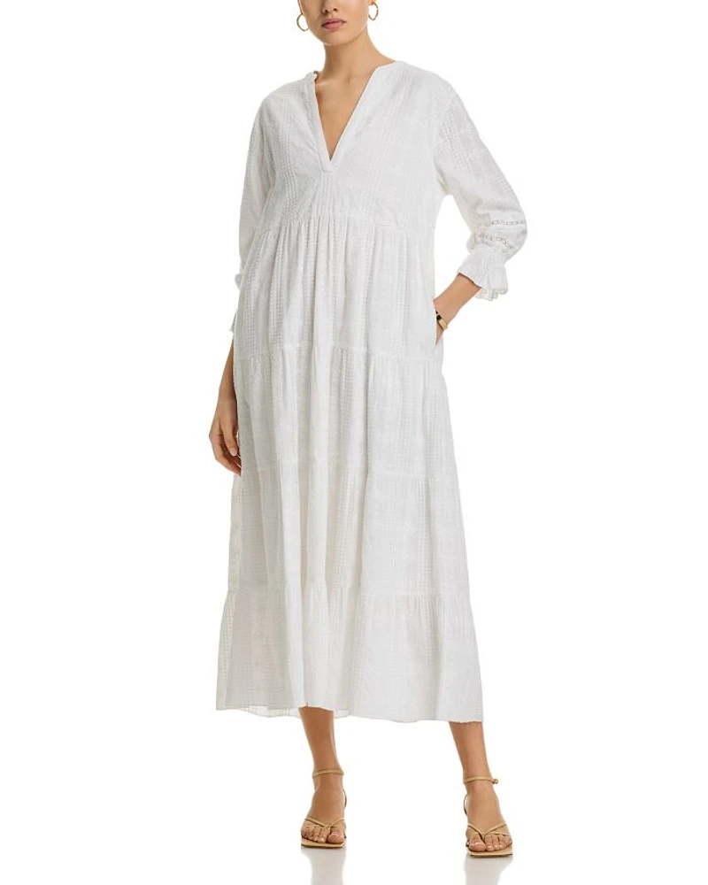 Tonal Embroidery Midi Dress