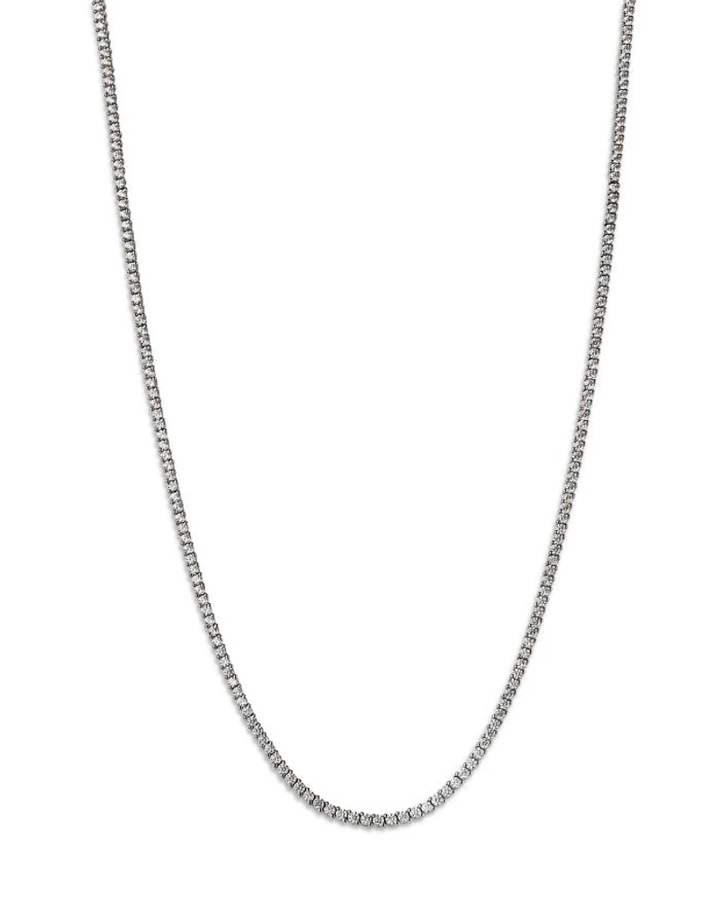 Certified Diamond Classic Tennis Necklace in 14K White Gold, 5.0 tcw