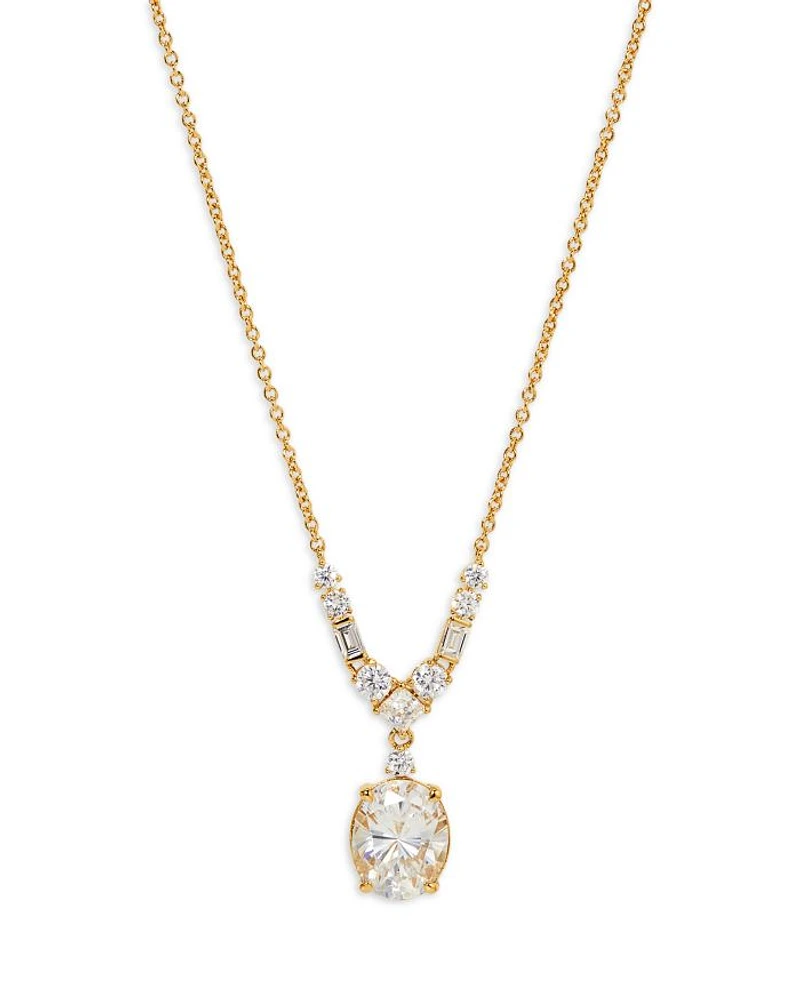 Cubic Zirconia Pendant Necklace in 18K Gold Plated, 16"-18"